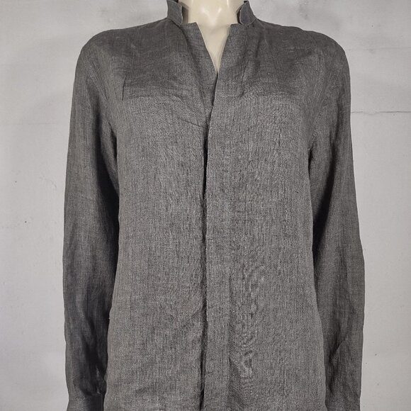 Murano Tops - Murano Baird McNutt gray 100% Linen long sleeve button front shirt ladies Medium